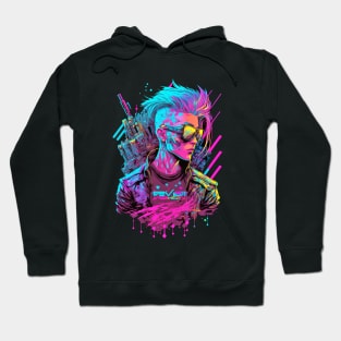 Neon Cyberpunk Hacker - V1.07 Hoodie